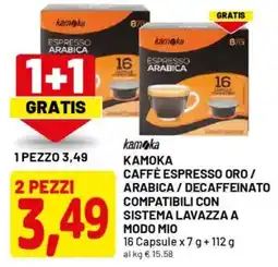DPiù Kamoka caffè espresso oro / arabica/decaffeinato compatibili con sistema lavazza a modo mio offerta