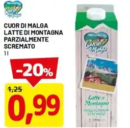 DPiù Cuor di malga latte di montagna parzialmente scremato offerta