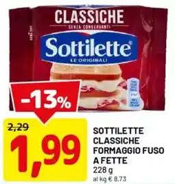 DPiù Sottilette classiche formaggio fuso a fette offerta
