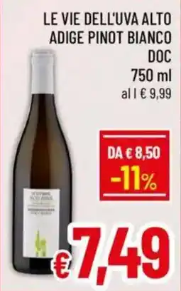 A&O Le vie dell'uva alto adige pinot bianco doc offerta