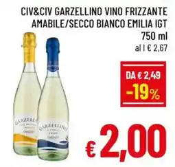 A&O Civ&civ garzellino vino frizzante amabile/secco bianco emilia igt offerta