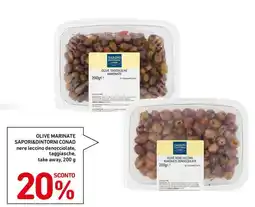 Spazio Conad Olive marinate sapori&dintorni conad nere leccino denocciolate, taggiasche, take away offerta