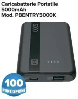 Carrefour Market Caricabatterie Portatile 5000mAh Mod. PBENTRY5000K offerta