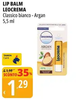 Tigros Lip balm leocrema classico bianco - argan offerta
