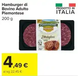 Carrefour Hamburger di Bovino Adulto Piemontese offerta