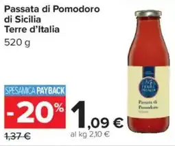 Carrefour Passata di Pomodoro di Sicilia Terre d'Italia offerta