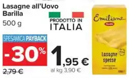 Carrefour Lasagne all'Uovo Barilla offerta