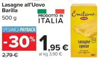 Carrefour Lasagne all'Uovo Barilla offerta