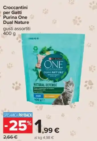 Carrefour Croccantini per Gatti Purina One Dual Nature offerta