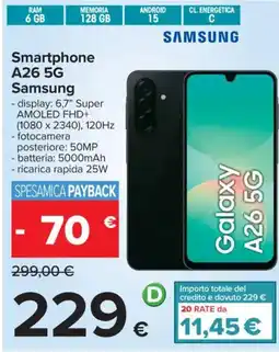 Carrefour Smartphone A26 5G Samsung offerta