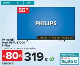 Carrefour Tv led 55" Mod. 55PUS7000 Philips offerta
