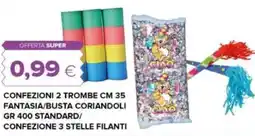 Oasi Confezioni 2 trombe cm 35 fantasia/busta coriandoli gr 400 standard/ confezione 3 stelle filanti offerta