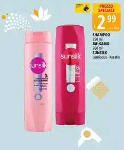 Tigros Shampoo balsamo sunsilk luminous - keratin offerta