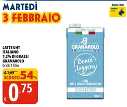 Tigros Latte 100% italiano 1,2% di grassi GRANAROLO offerta