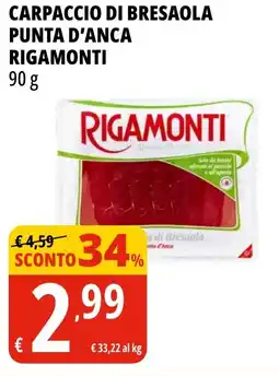 Tigros Carpaccio di bresaola punta d'anca RIGAMONTI offerta