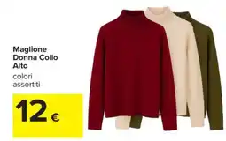 Carrefour Maglione donna collo alto colori assortiti offerta