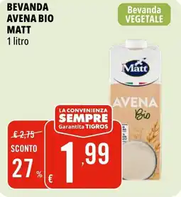 Tigros Bevanda avena bio MATT offerta