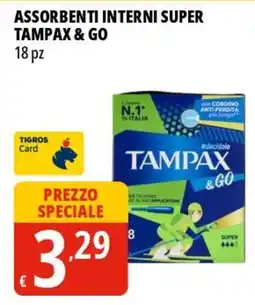 Tigros Assorbenti interni super TAMPAX & GO 18 pz offerta
