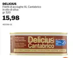 GrosMarket DELICIUS Filetti di acciughe XL Cantabrico in olio di oliva offerta