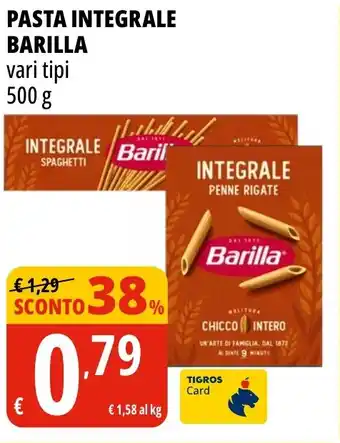 Tigros Pasta integrale BARILLA offerta