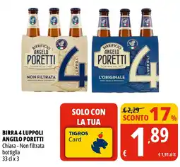 Tigros Birra 4 luppoli ANGELO PORETTI offerta