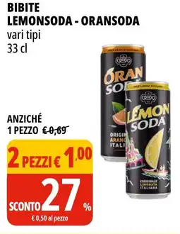 Tigros Bibite LEMONSODA - ORANSODA offerta
