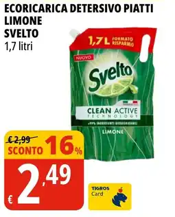 Tigros Ecoricarica detersivo piatti limone SVELTO offerta