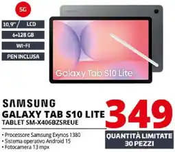 Comet SAMSUNG GALAXY TAB S10 LITE TABLET SM-X406BZSREUE offerta