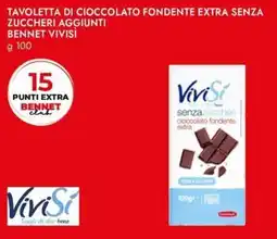 Bennet Tavoletta di cioccolato fondente extra senza zuccheri aggiunti bennet VIVISÌ offerta