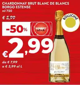 Bennet Chardonnay brut blanc de blancs BORGO ESTENSE offerta
