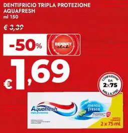 Bennet Dentifricio tripla protezione AQUAFRESH offerta