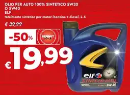 Bennet OLIO PER AUTO 100% SINTETICO 5W30 ELF offerta