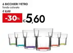 Bennet 6 bicchieri vetro fondo colorato offerta