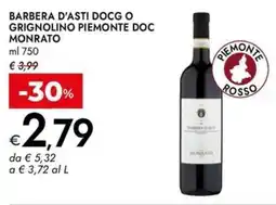 Bennet Barbera d'asti docg o grignolino piemonte doc MONRATO offerta