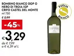 Bennet Bombino bianco dop o nero di troia igp crifo castel del monte offerta