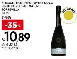 Bennet Spumante oltrepò pavese docg pinot nero brut nature TORREVILLA offerta