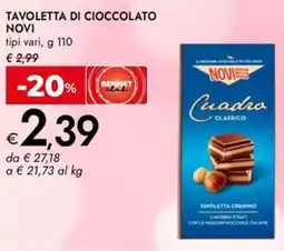 Bennet Tavoletta di cioccolato NOVI offerta