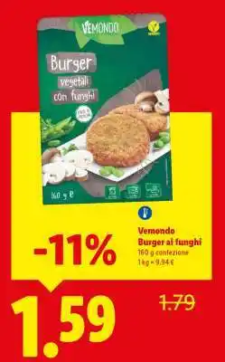 Lidl Vemondo Burger ai funghi offerta