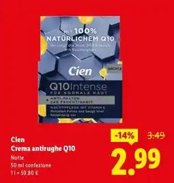 Lidl Cien Crema antirughe Q10 offerta