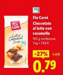 Lidl Fin Carré Cioccolato al latte con caramello offerta