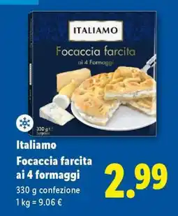 Lidl Italiamo Focaccia farcita ai 4 formaggi offerta