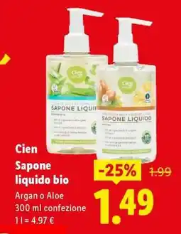 Lidl Cien Sapone liquido bio offerta