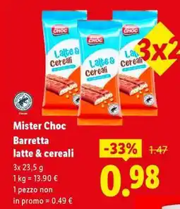 Lidl Mister Choc Barretta latte & cereali offerta