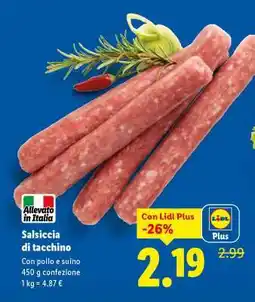 Lidl Salsiccia di tacchino offerta
