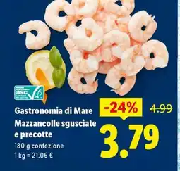 Lidl Gastronomia di Mare Mazzancolle sgusciate e precotte offerta