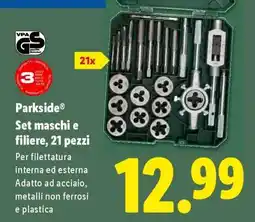 Lidl PARKSIDE Set maschi e filiere, 21 pezzi offerta
