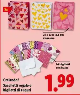 Lidl Crelando Sacchetti regalo o biglietti di auguri offerta