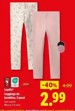 Lidl lupilu Leggings da bambina, 2 pezzi offerta
