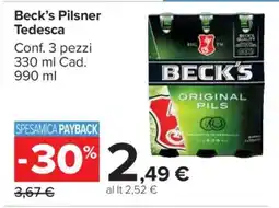 Carrefour Beck’s Pilsner Tedesca offerta