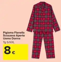 Carrefour Pigiama Flanella Scozzese Aperto Uomo Donna offerta